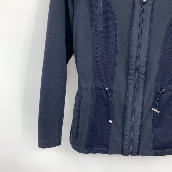 Bonita Womens Medium Full Zip Jacket Drawstring Waist Long Sleeve Stretch Blue - Picture 2 of 8